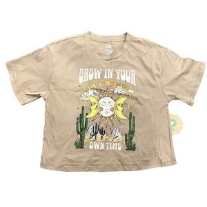 OG Collective 'Grow in Your Own Time' Cropped T-Shirt in Brown, Size S​​​​​​